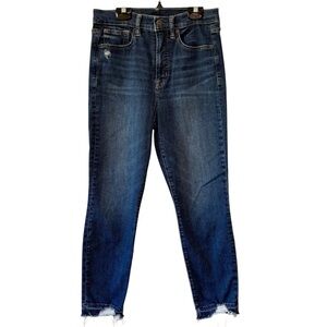 GAP Ski High Rise True Skinny Ankle Jeans Dark Indigo Distress Size 29 Petite
